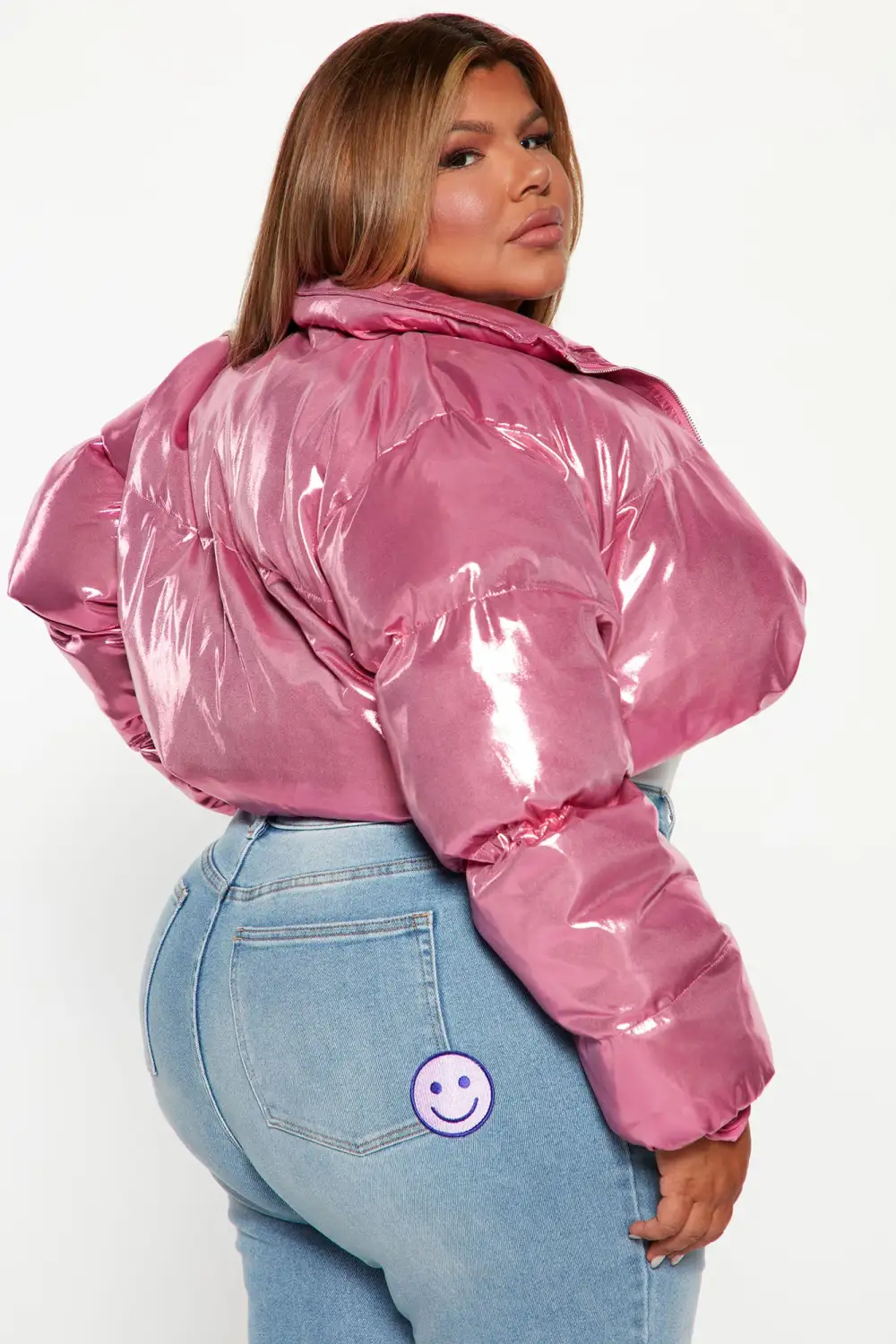 Cause A Scene Cropped Puffer Jacket - Pink