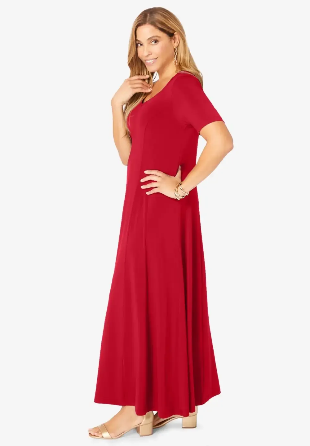 Stretch Knit Sweetheart Maxi Dress