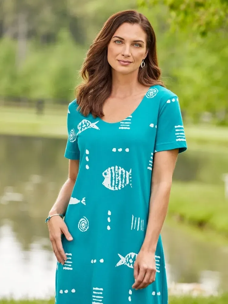 M.MAC Rock Fish Cotton Knit Ankle-Length Dress