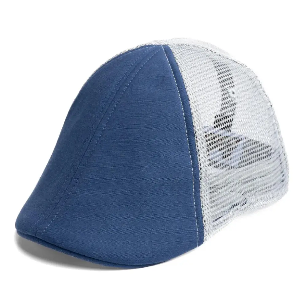 The Mesh Trucker Boston Scally Cap - Navy with Grey