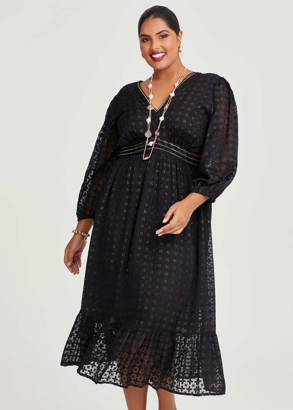 Catelyn Gold Jacquard Maxi Dress