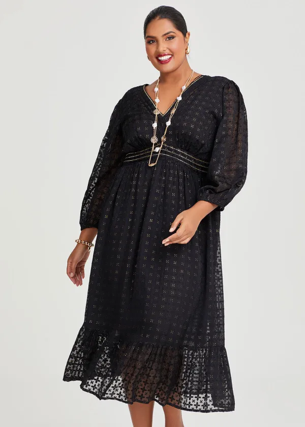 Catelyn Gold Jacquard Maxi Dress