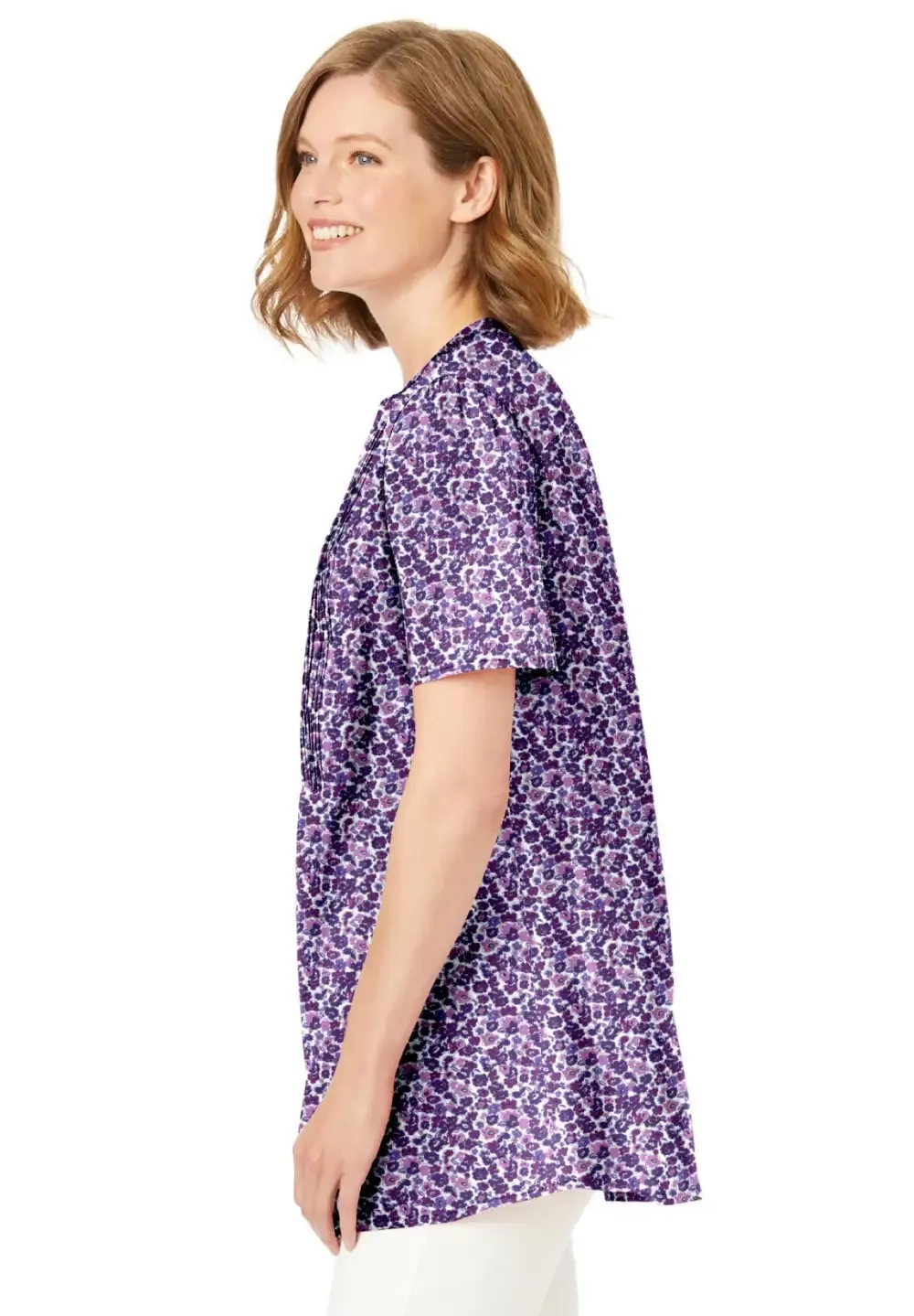 Pintucked Half-Button Tunic