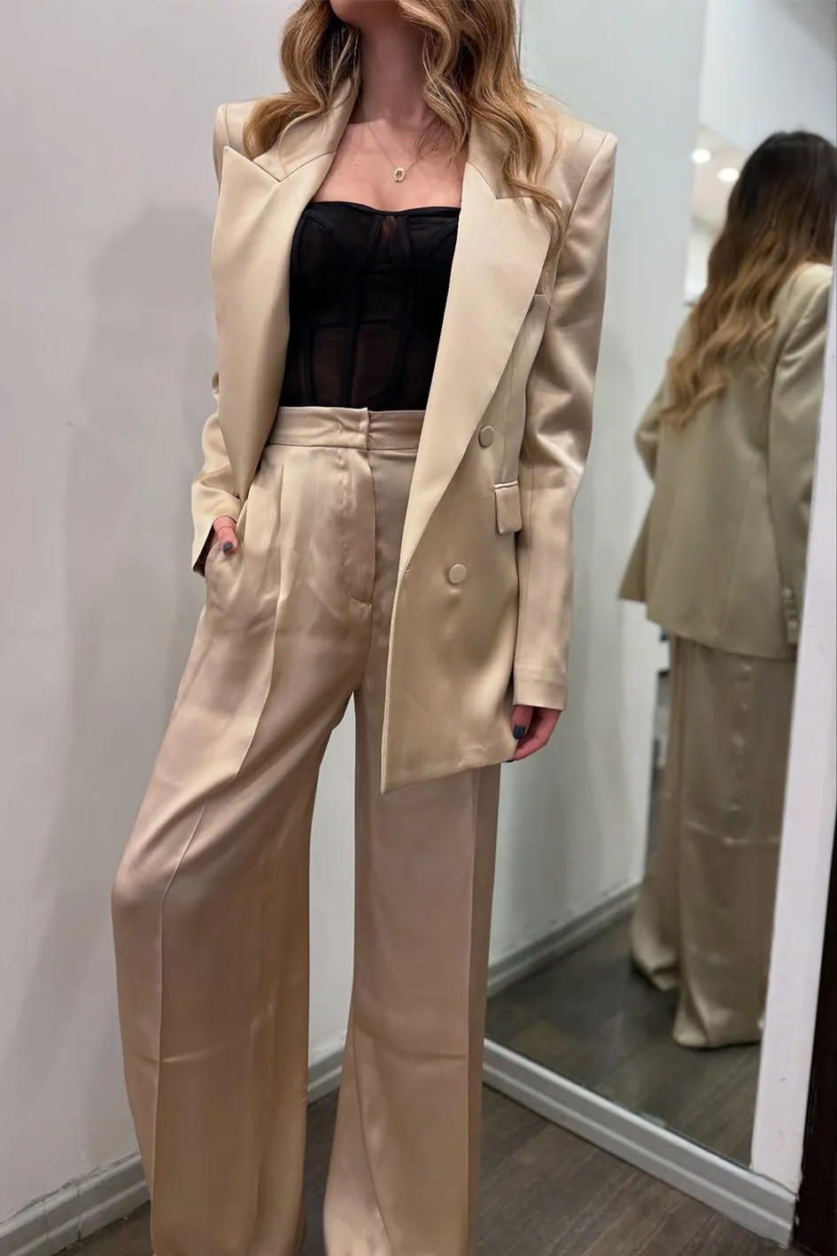 Women'S Satin Casual Top And Pants 2-Piece Set