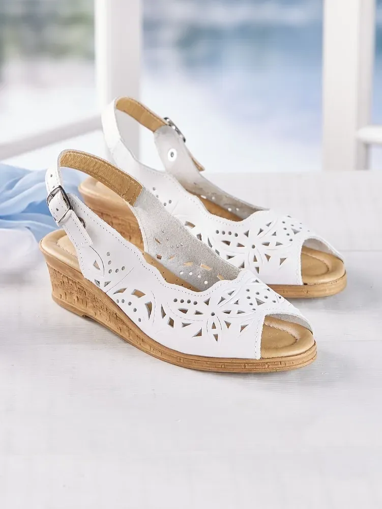 Women's Leather Cutwork Slingbacks