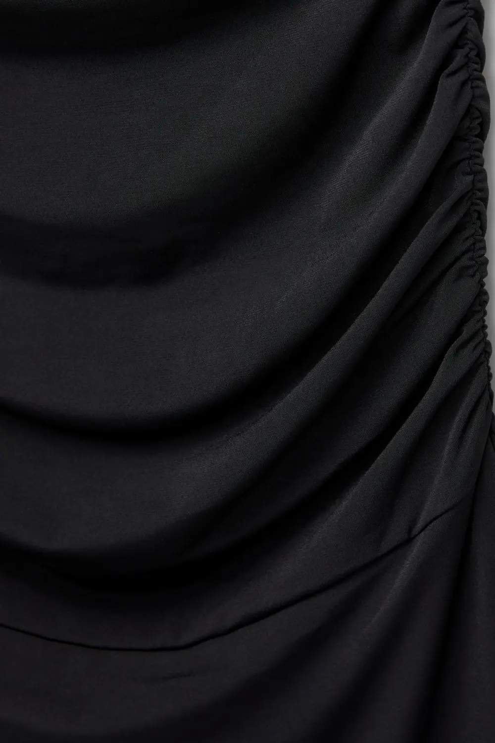 Vestido midi manga sisa frunces