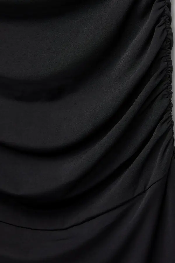 Vestido midi manga sisa frunces