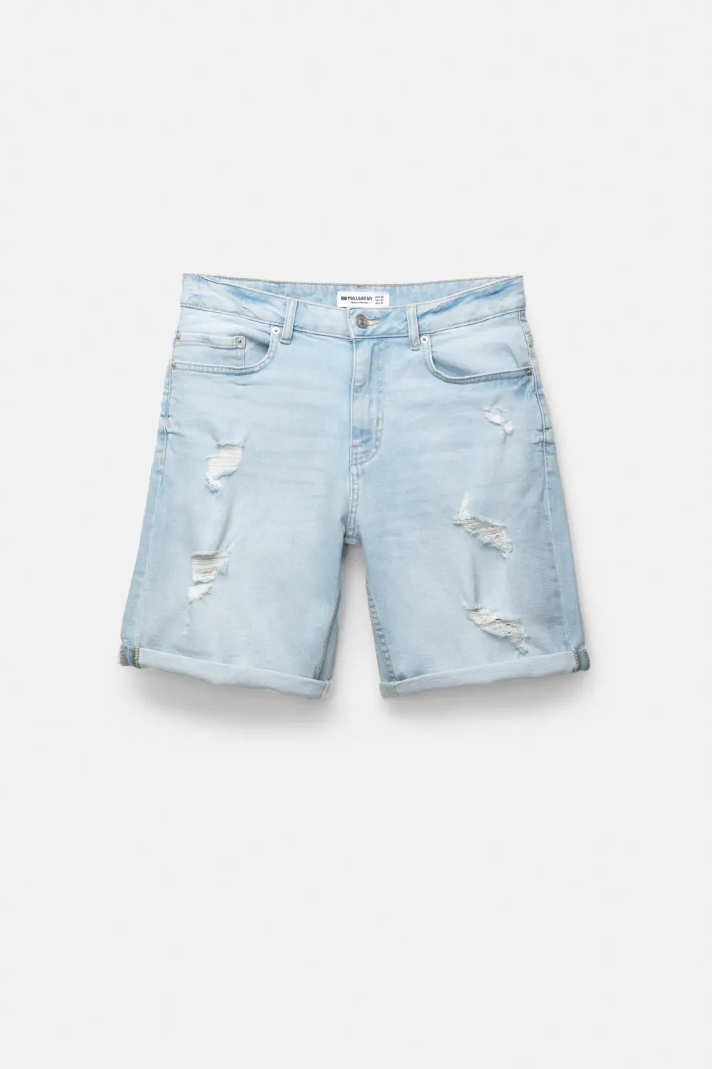 Ripped denim Bermuda shorts