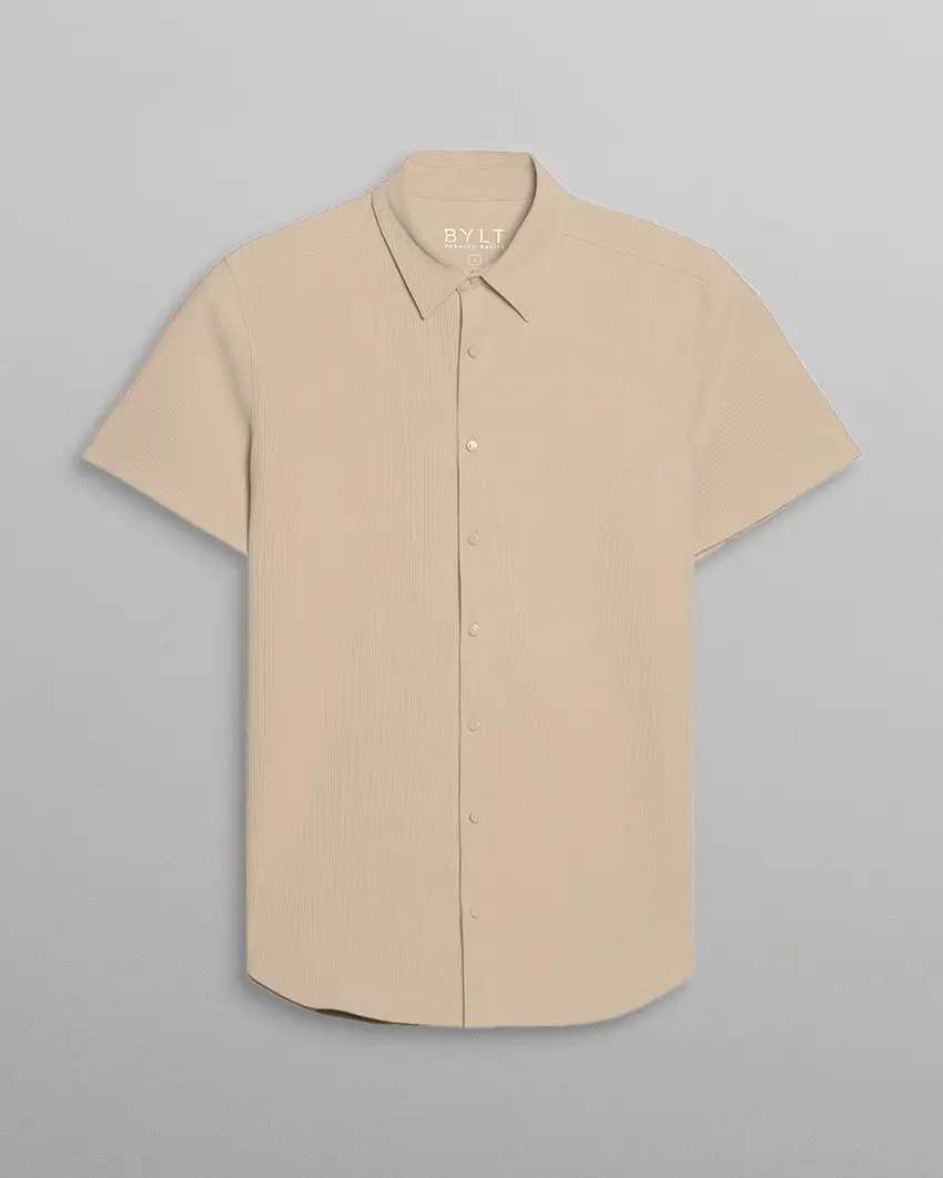Ribbed+ Short Sleeve Button Down