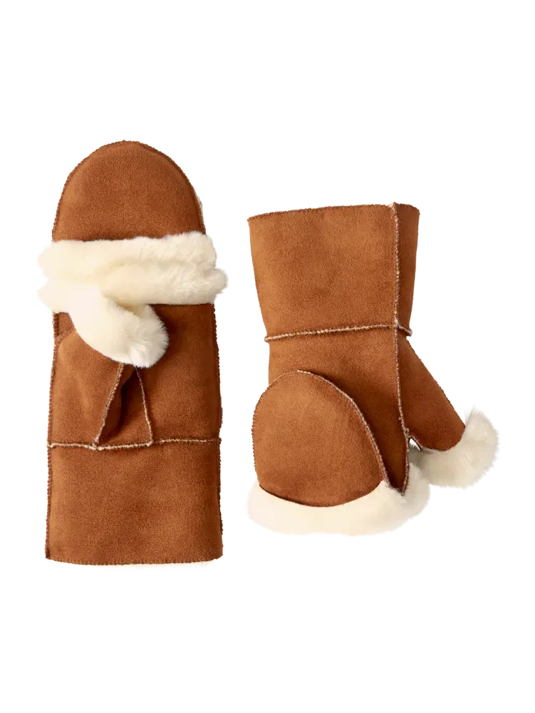 Women's Faux Shearling Flip-Top Mittens