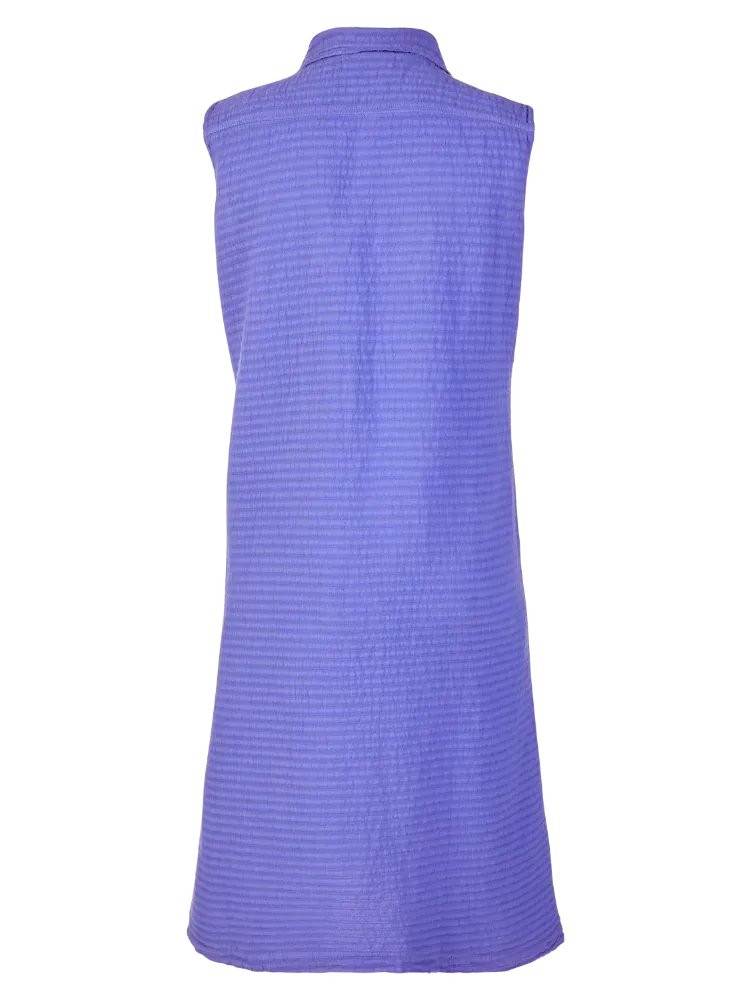 Crinkle-Cotton Sleeveless Button-Front Dress