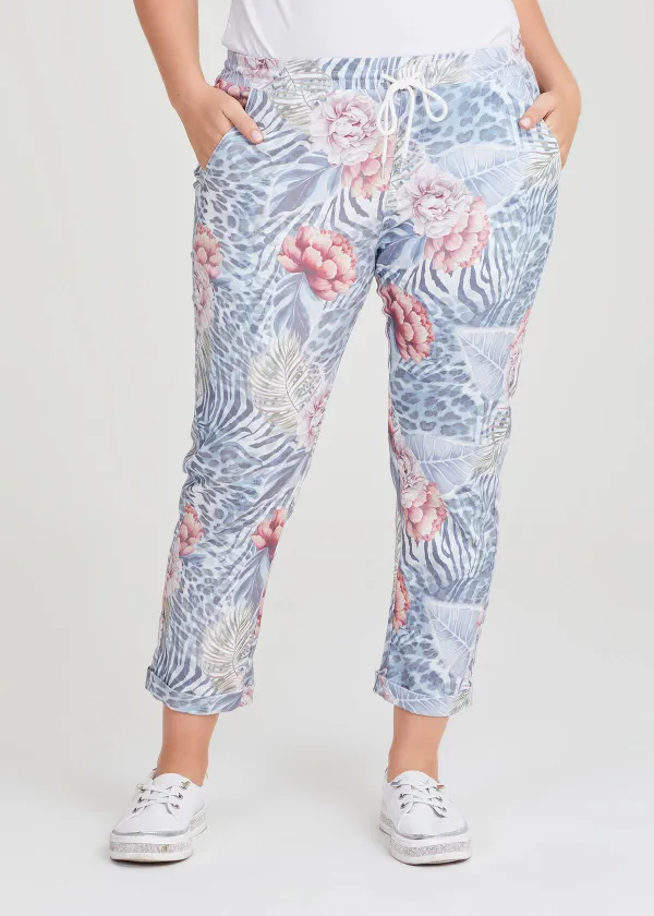 Natural Floral Cropped Jogger