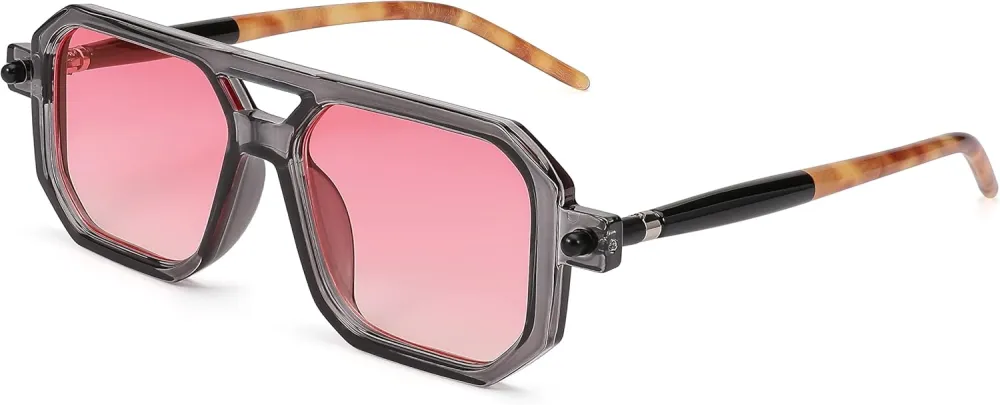 FEISEDY Vintage Square 70s Flat Aviator Sunglasses Women Men Classic Retro Stylish Frame UV400 Sunglasses B2622