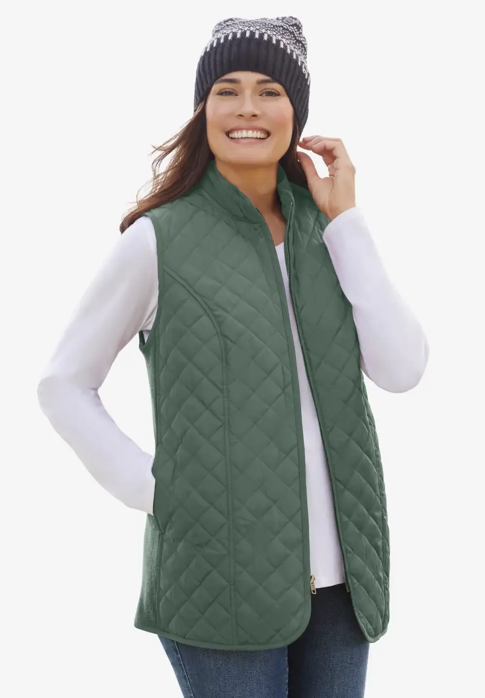 Zip-Front Quilted Vest