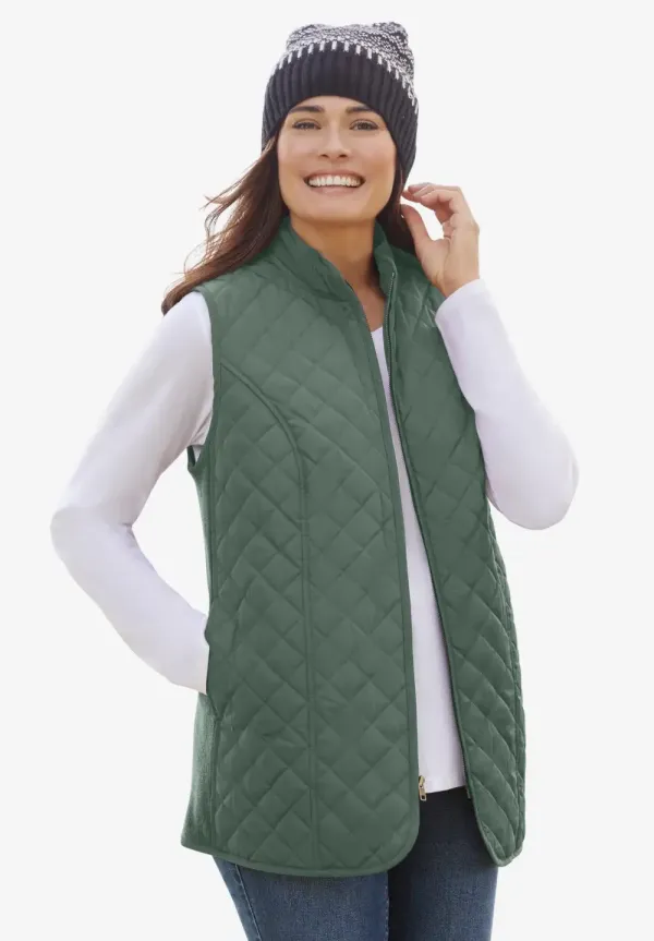 Zip-Front Quilted Vest
