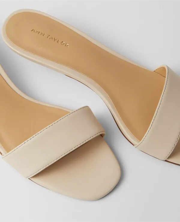 Leather Strappy Kitten Heel Mule Sandals