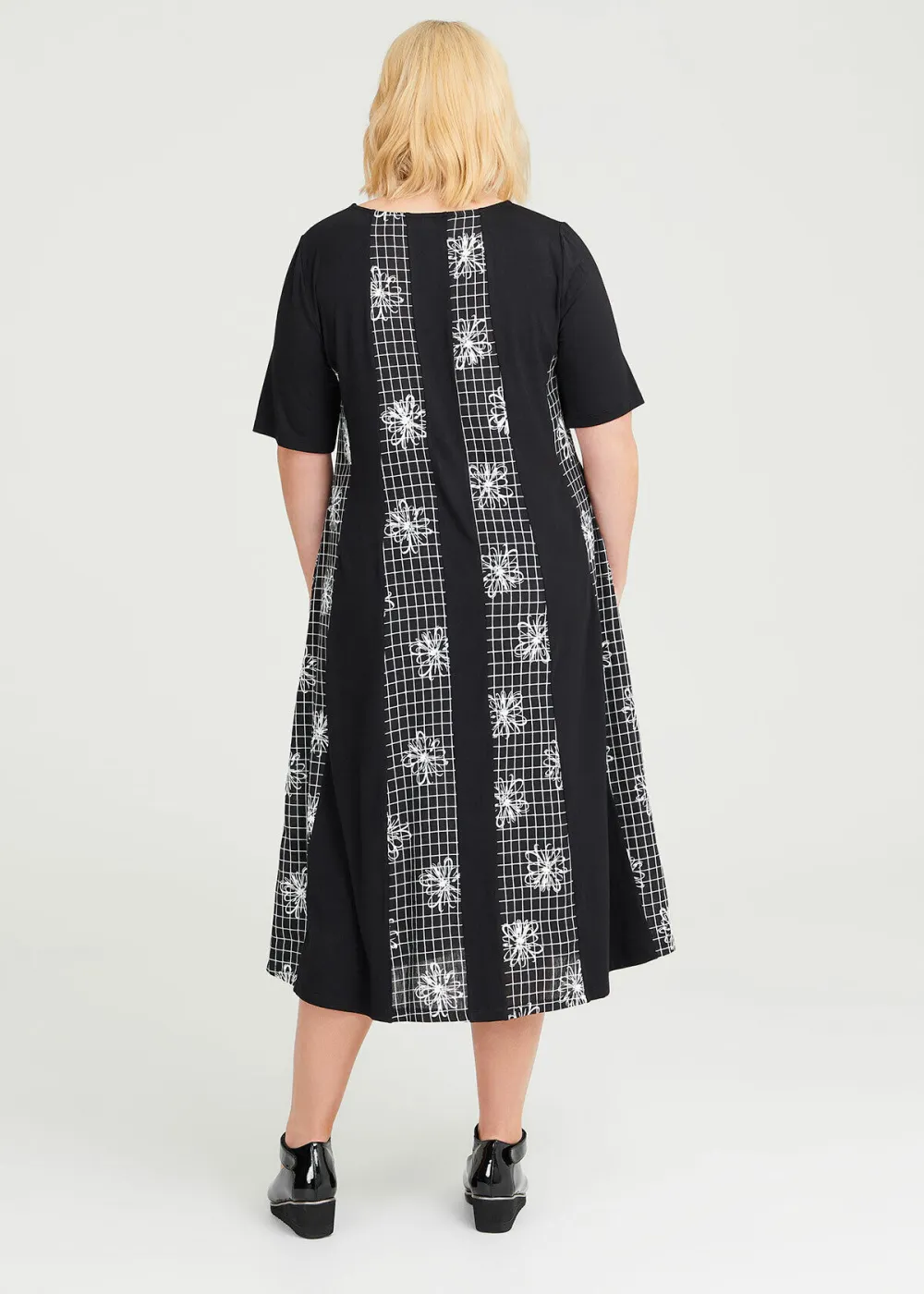 Natural Check Floral Dress