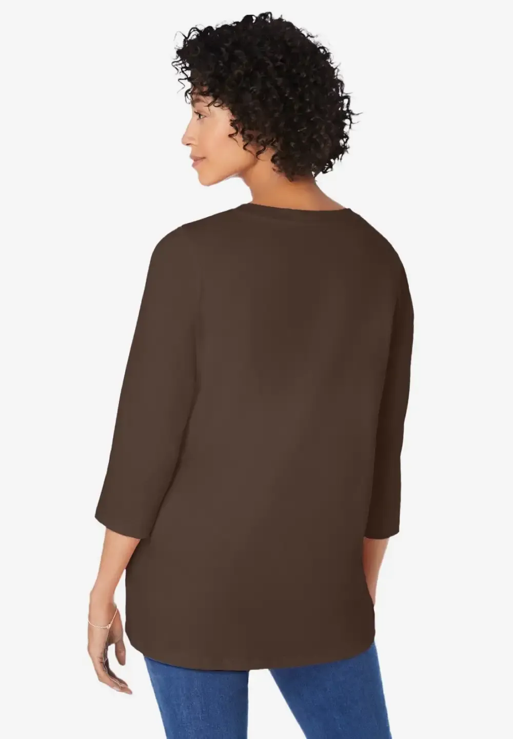 Perfect Three-Quarter Sleeve V-Neck Tunic