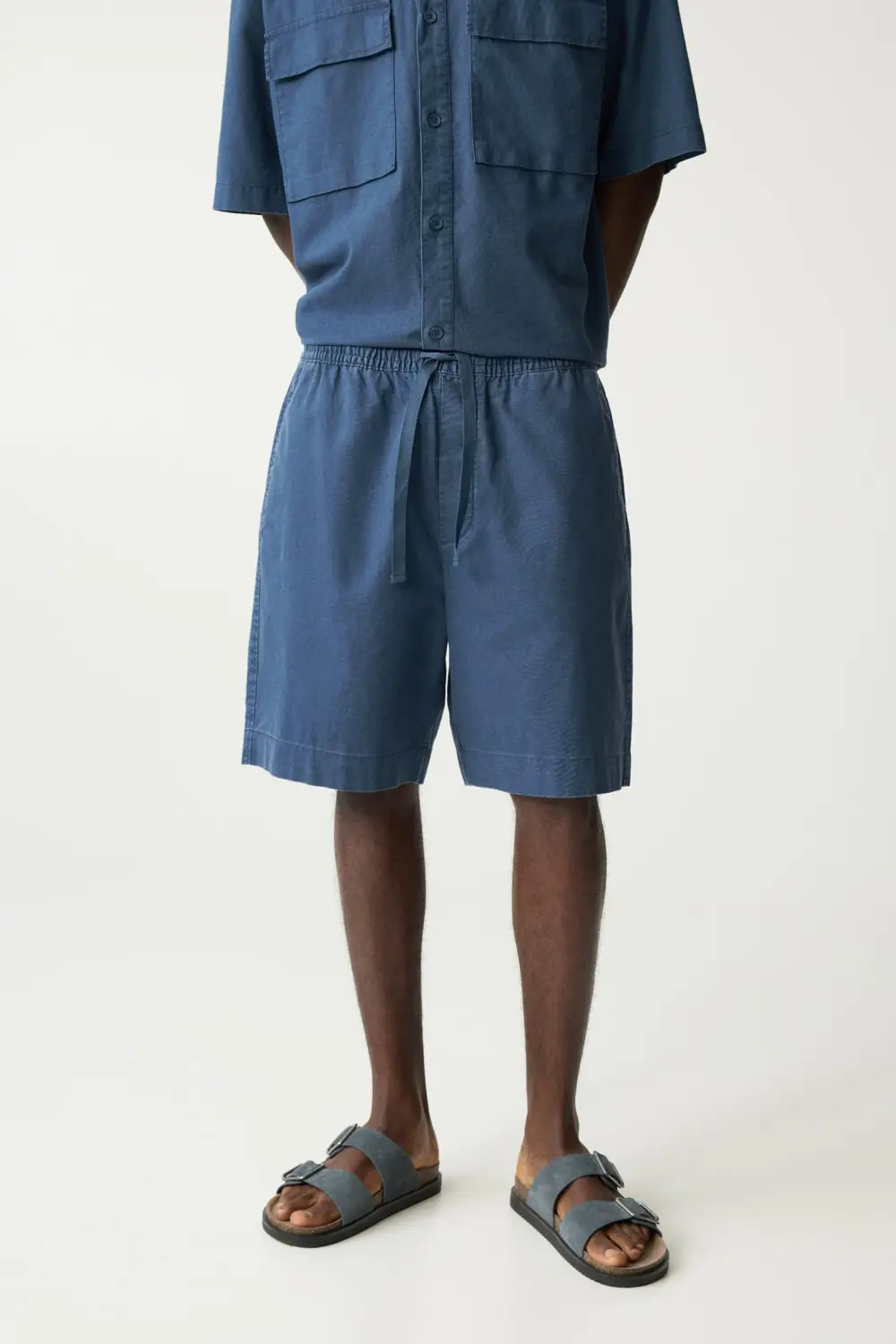 Linen blend jogger Bermuda shorts