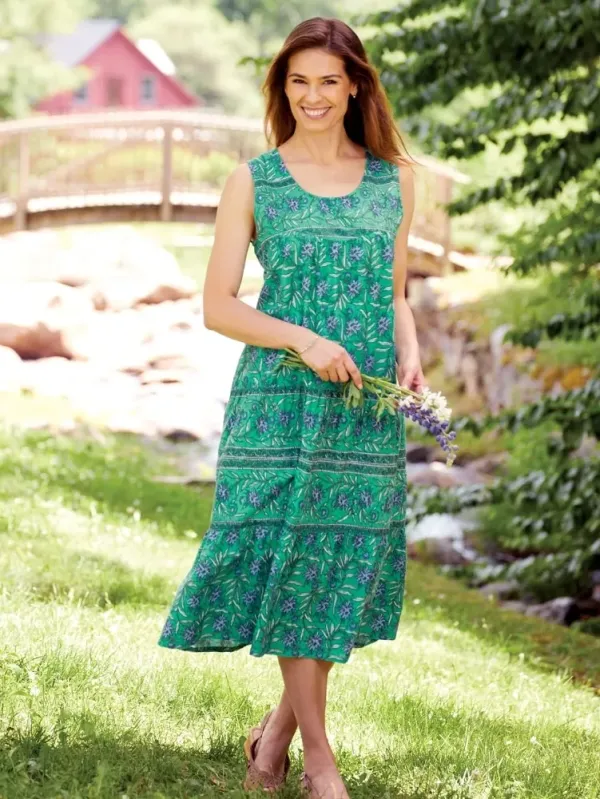 Sleeveless Cotton Tiered Lounge Dress