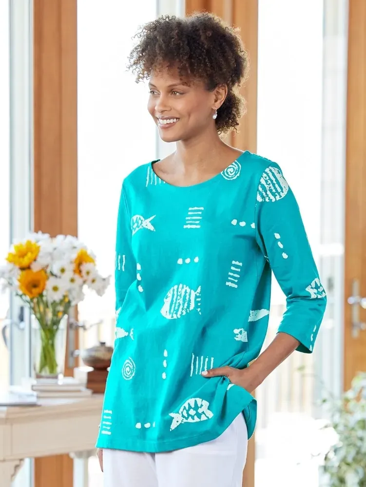 M.MAC Rock Fish Cotton Knit Scoop-Neck Tunic