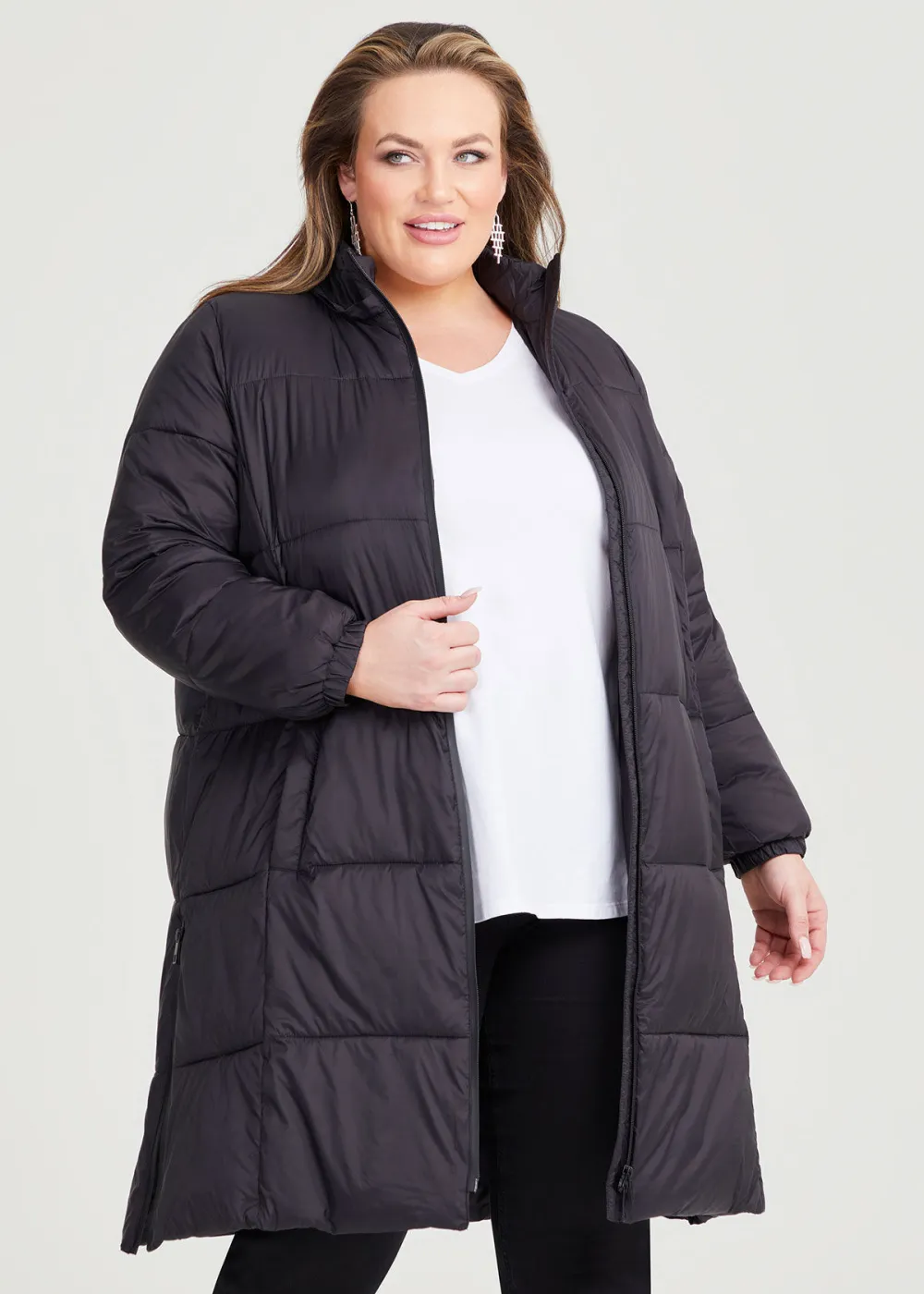 Long Line Zip Puffer Jacket