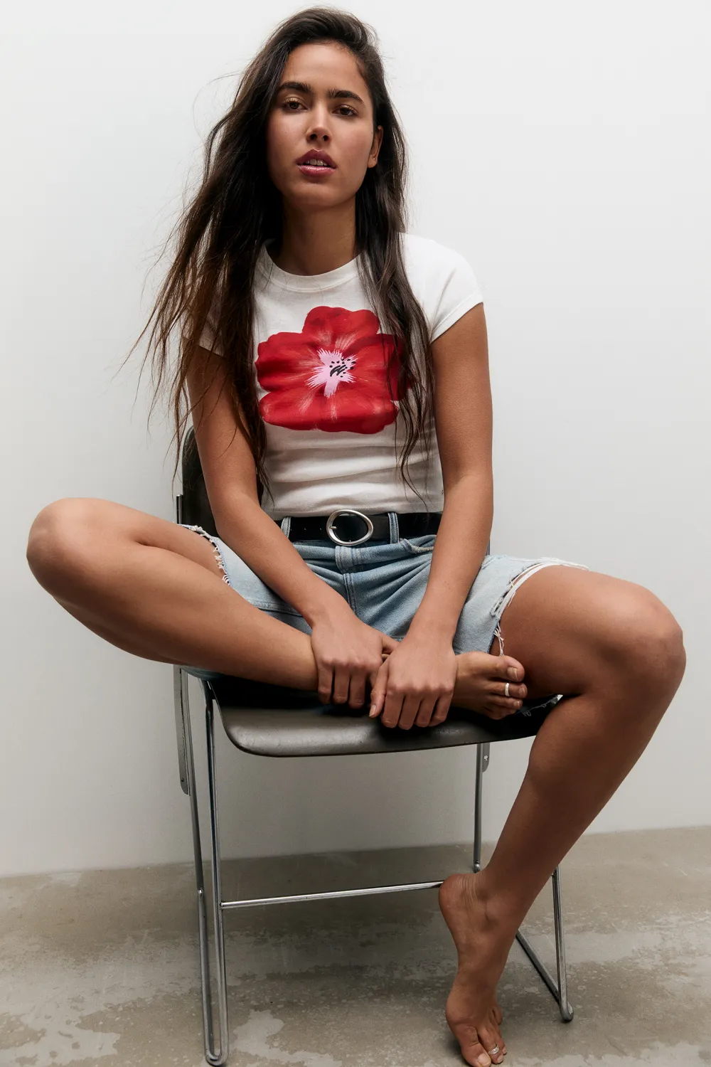 Camiseta manga corta flor