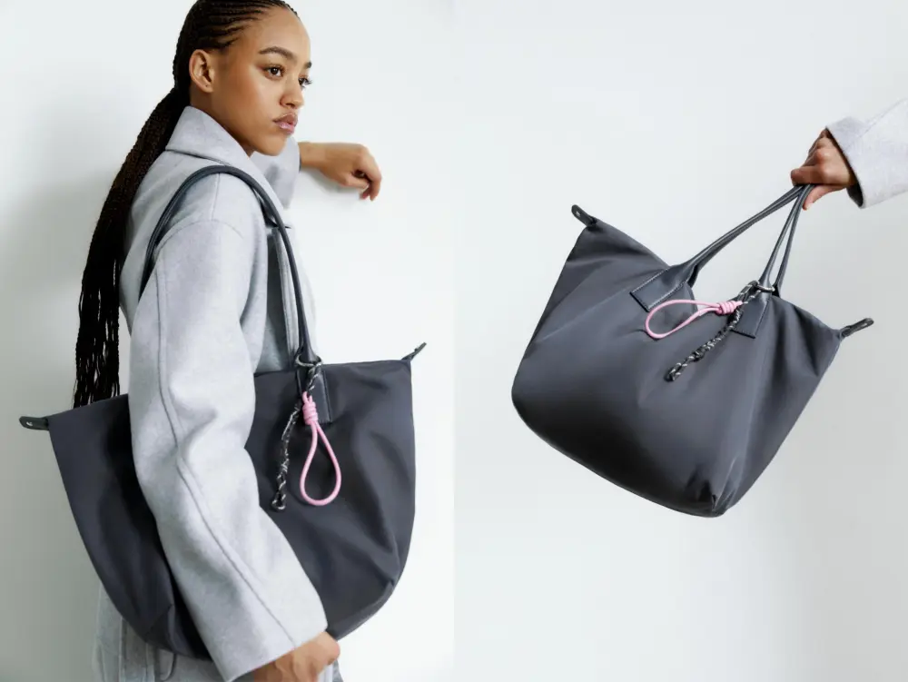 Bolso shopper nylon adorno