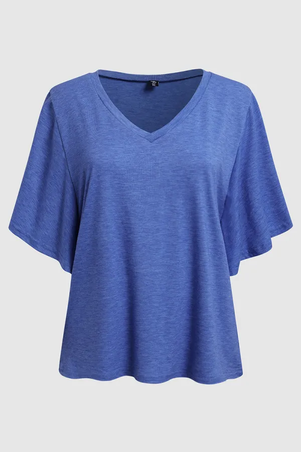 Solid Ruffle Armhole T-Shirt