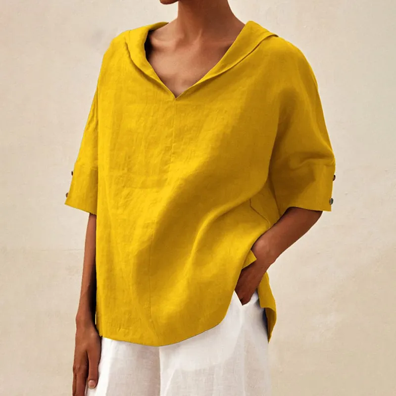 Women's Casual Linen V-Neck Shirt
