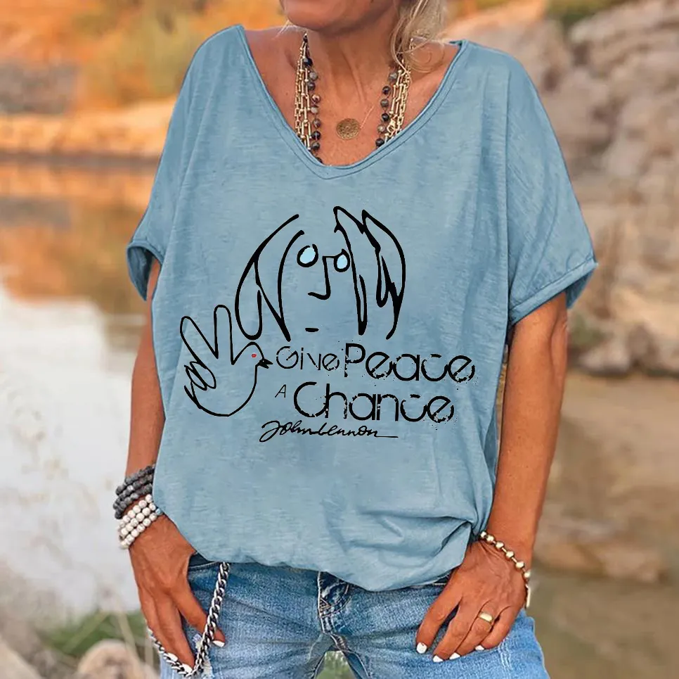 Give Peace A Chance Print Women's T-shirt