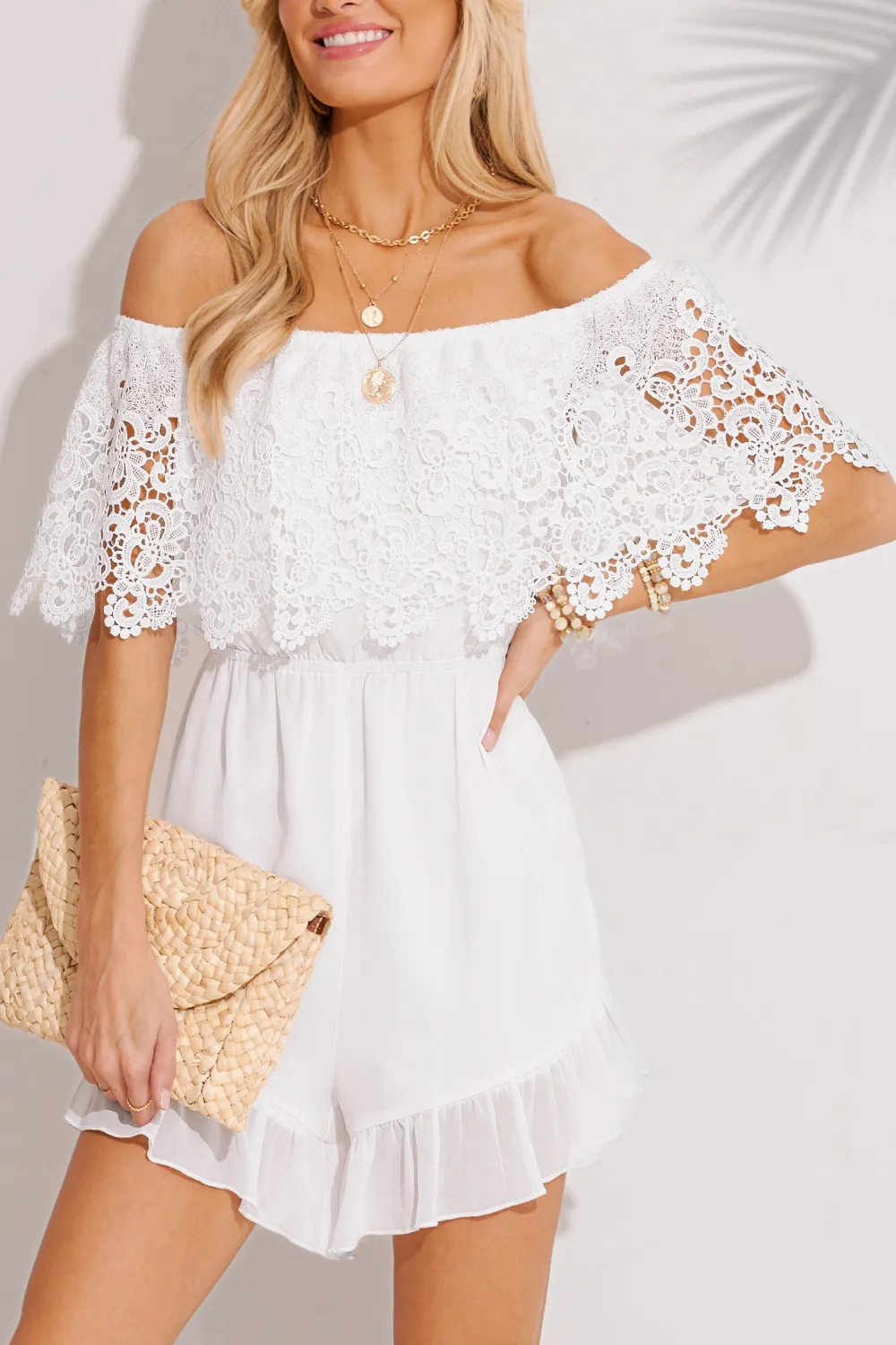 Delicate Drape White Romper