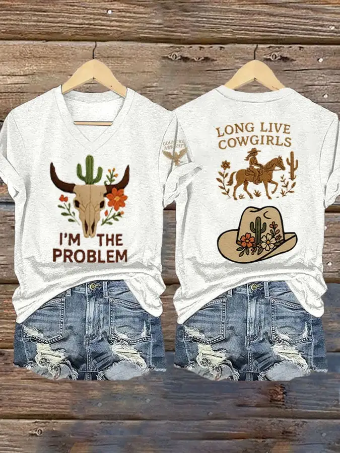 Women's I'M The Problem Country Music Printed Short-Sleeved T-Shirt