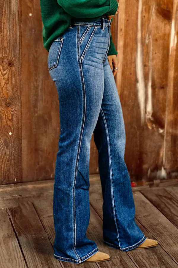 Wash Stretchy High Waist Straight Leg Jeans