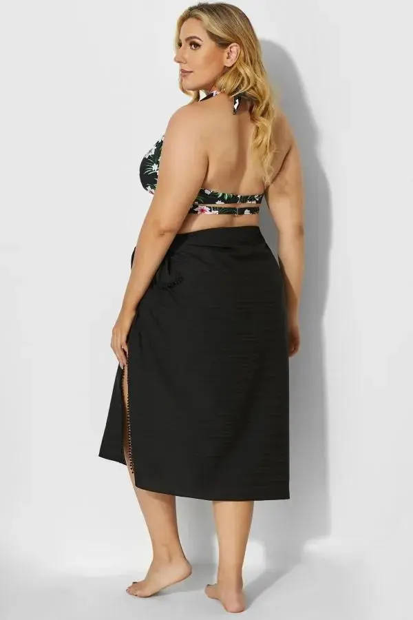 Sexy Side Tie Black Sarong Cover Up