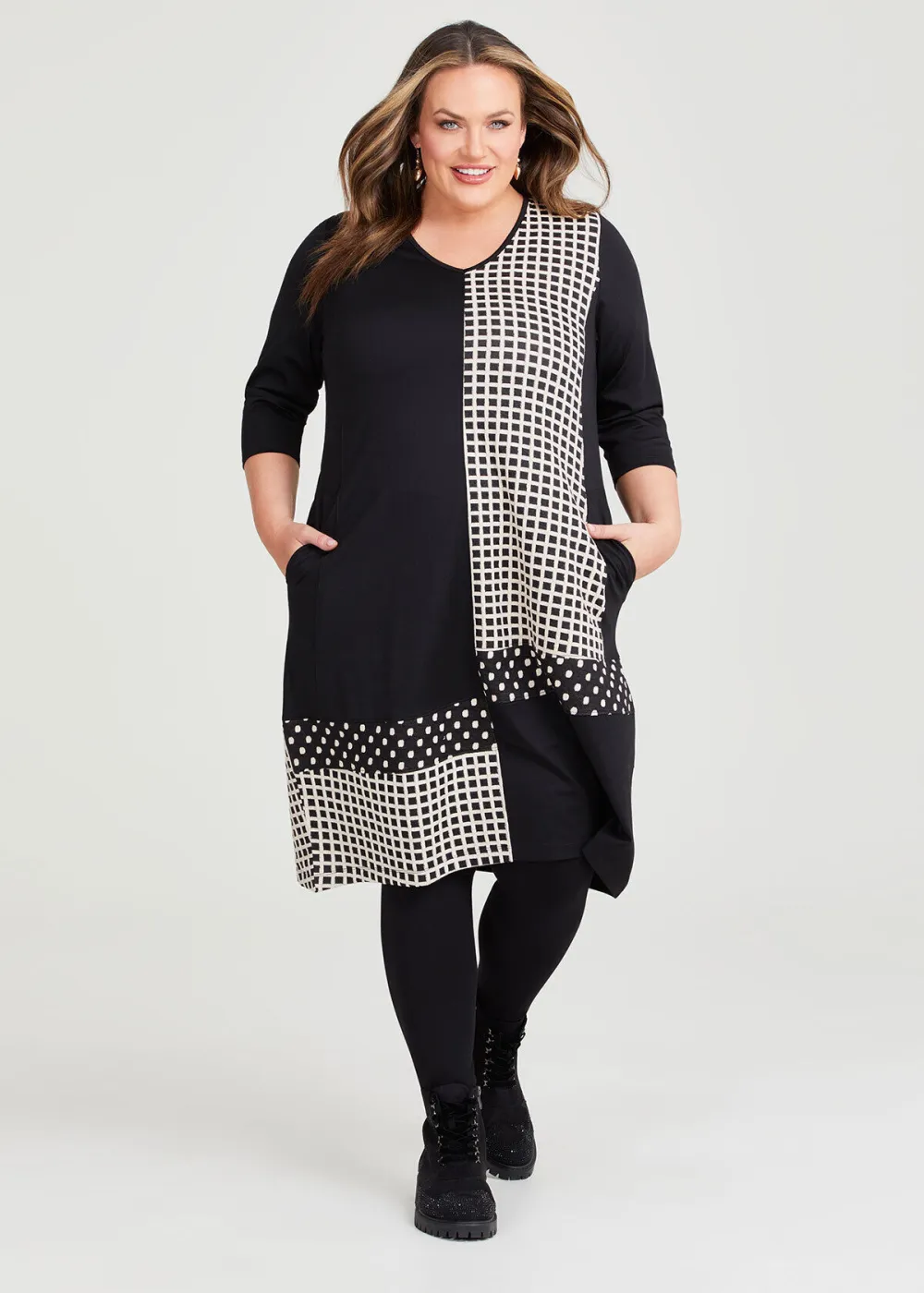 Spliced Jacquard Dress