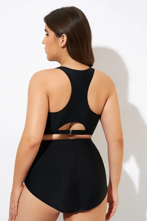 Black Twist Front Adjustable Back Latch Bikini Top