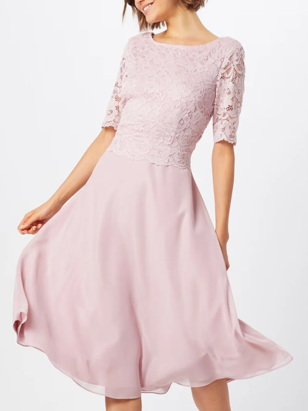 Lace Crew Neck Casual Style Dress