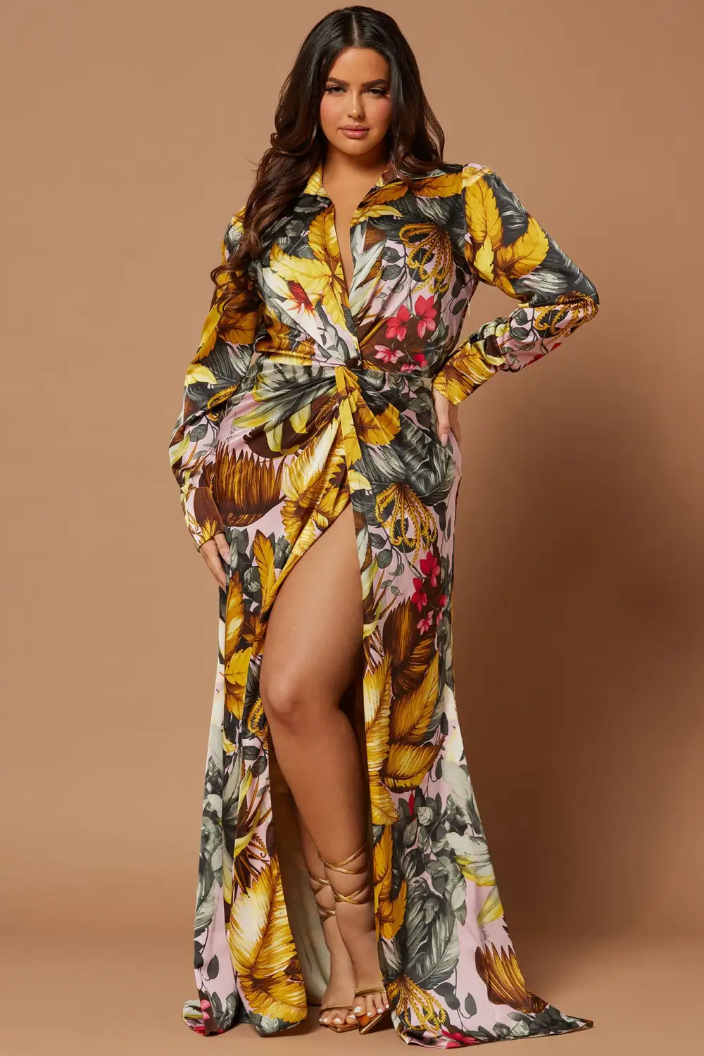 Teresa Floral Satin Maxi Dress - Multi Color