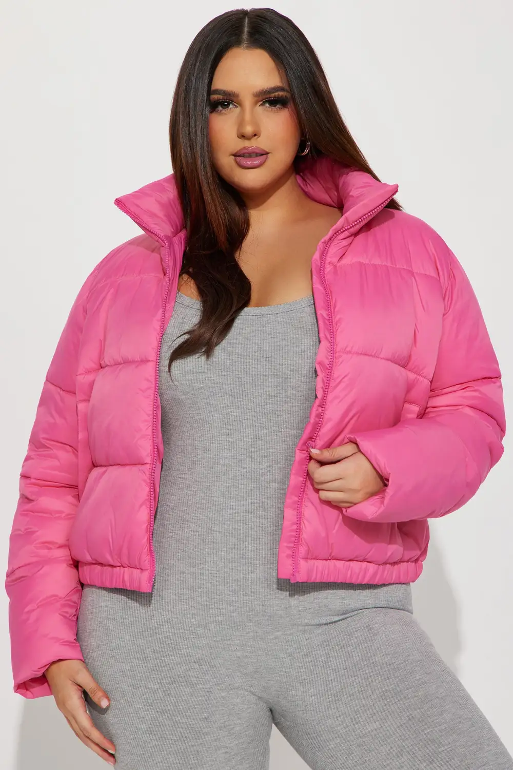 Name Your Game Puffer Coat - Pink