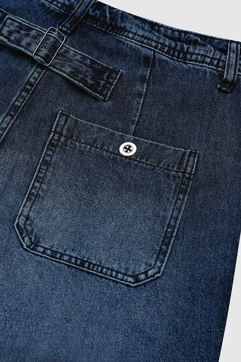 Slant Pocket Mid Waist Wide Leg Crop Jeans