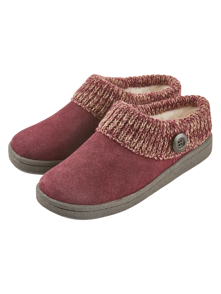 Women's Suede Slipper Clogs With Ragg Cuffs
