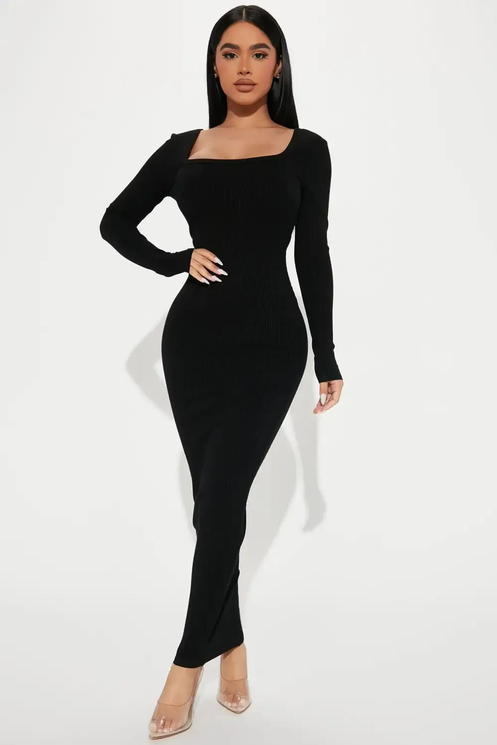 Selena Snatched Maxi Dress - Black