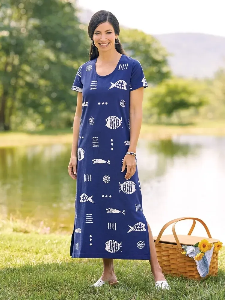 M.MAC Rock Fish Cotton Knit Ankle-Length Dress