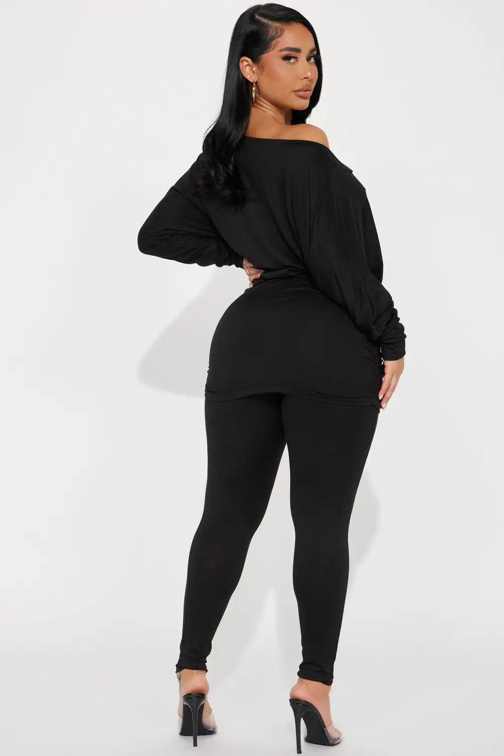 Camila Off Shoulder Legging Set - Black