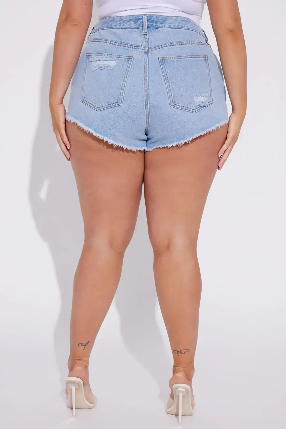 Oh So Icy Embellished Denim Shorts - Light Blue Wash