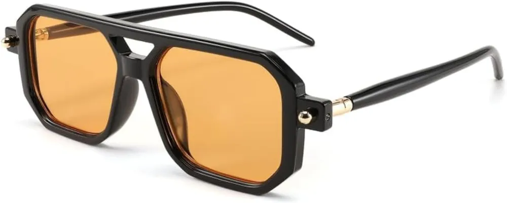 FEISEDY Vintage Square 70s Flat Aviator Sunglasses Women Men Classic Retro Stylish Frame UV400 Sunglasses B2622