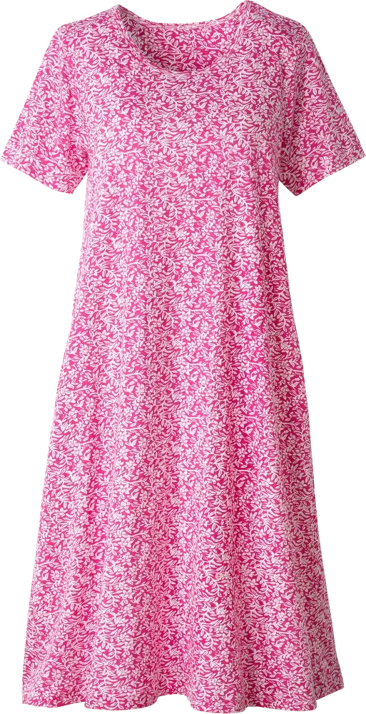 Fresh Florals Cotton Knit A-Line Midi Dress