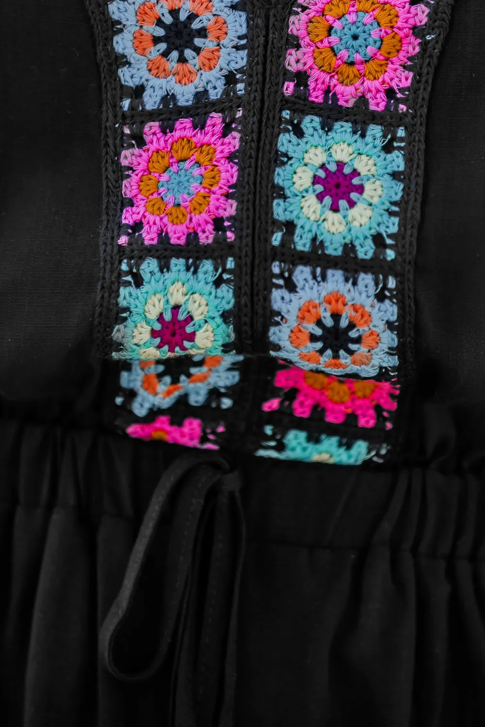 Beachside Crochet Black Romper