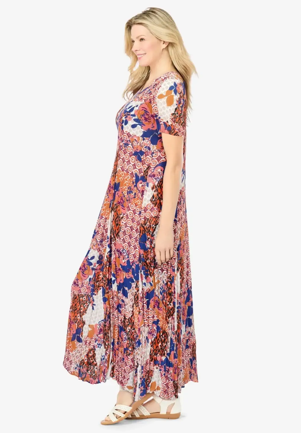 Short-Sleeve Crinkle Dress